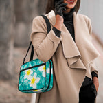 White And Yellow Plumeria In Water Print Double Strap Bible Bag