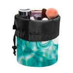 White And Yellow Plumeria In Water Print Drawstring Makeup Bag