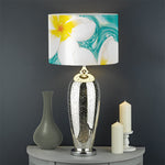 White And Yellow Plumeria In Water Print Drum Lamp Shade