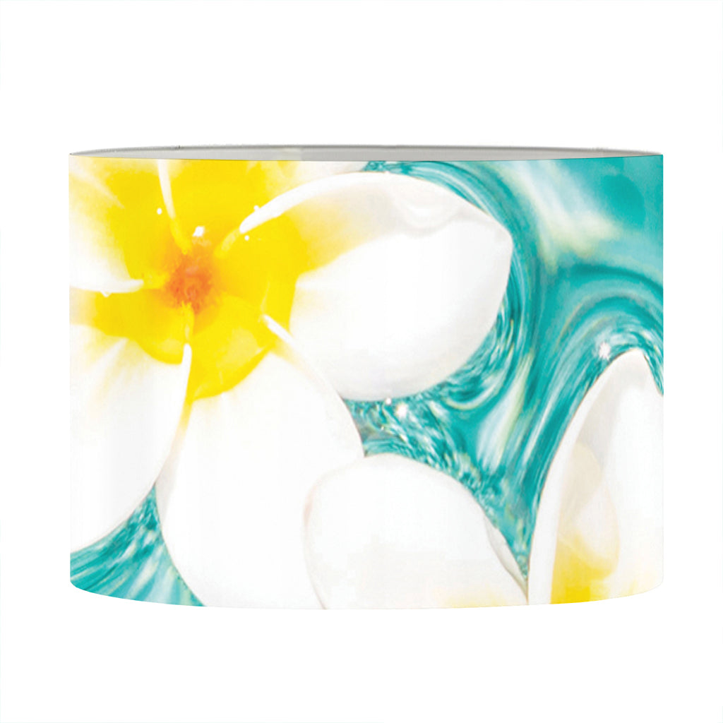 White And Yellow Plumeria In Water Print Drum Lamp Shade