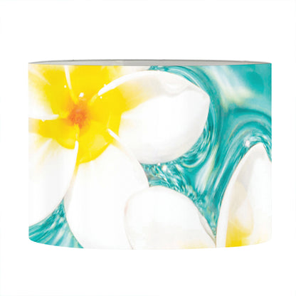 White And Yellow Plumeria In Water Print Drum Lamp Shade