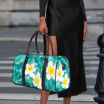 White And Yellow Plumeria In Water Print Duffle Bag