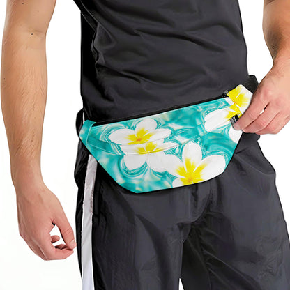 White And Yellow Plumeria In Water Print Fanny Pack