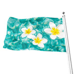 White And Yellow Plumeria In Water Print Flag