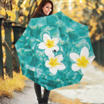 White And Yellow Plumeria In Water Print Foldable Umbrella