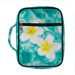White And Yellow Plumeria In Water Print Front Pocket Bible Bag