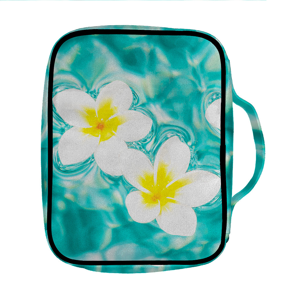 White And Yellow Plumeria In Water Print Front Pocket Bible Bag