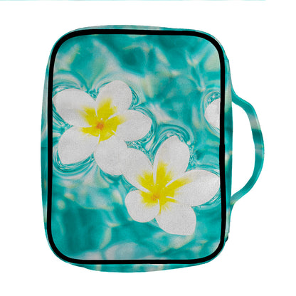 White And Yellow Plumeria In Water Print Front Pocket Bible Bag