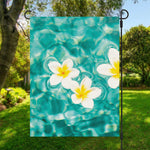 White And Yellow Plumeria In Water Print Garden Flag