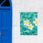 White And Yellow Plumeria In Water Print Garden Flag