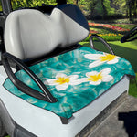 White And Yellow Plumeria In Water Print Golf Cart Seat Cover