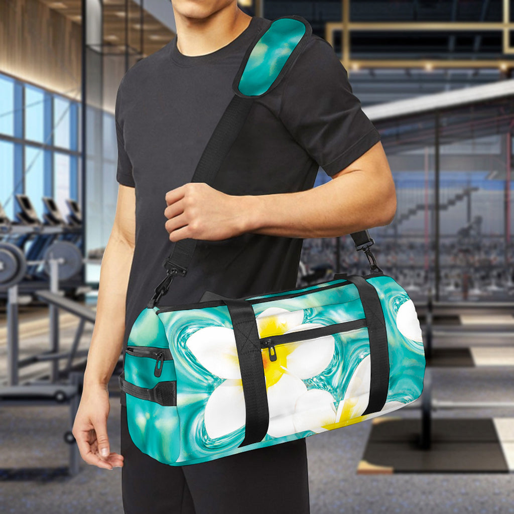 White And Yellow Plumeria In Water Print Gym Bag