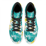 White And Yellow Plumeria In Water Print High Top Leather Sneakers