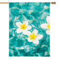 White And Yellow Plumeria In Water Print House Flag