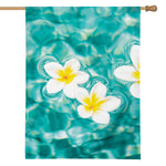 White And Yellow Plumeria In Water Print House Flag