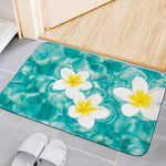 White And Yellow Plumeria In Water Print Indoor Door Mat