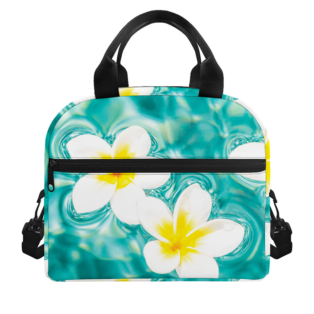 White And Yellow Plumeria In Water Print Insulated Lunch Bag