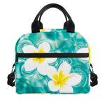 White And Yellow Plumeria In Water Print Insulated Lunch Bag