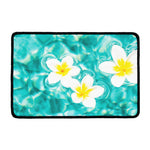White And Yellow Plumeria In Water Print Kitchen Mat