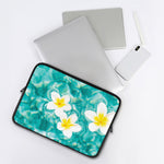 White And Yellow Plumeria In Water Print Laptop Sleeve