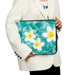 White And Yellow Plumeria In Water Print Laptop Sleeve