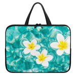 White And Yellow Plumeria In Water Print Laptop Sleeve With Handle