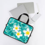 White And Yellow Plumeria In Water Print Laptop Sleeve With Handle