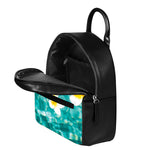 White And Yellow Plumeria In Water Print Leather Backpack