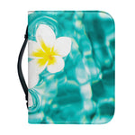 White And Yellow Plumeria In Water Print Leather Bible Cover