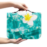 White And Yellow Plumeria In Water Print Leather Bible Cover