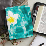 White And Yellow Plumeria In Water Print Leather Bible Cover