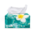 White And Yellow Plumeria In Water Print Leather Tissue Box Cover