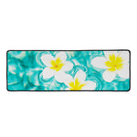 White And Yellow Plumeria In Water Print Long Kitchen Mat