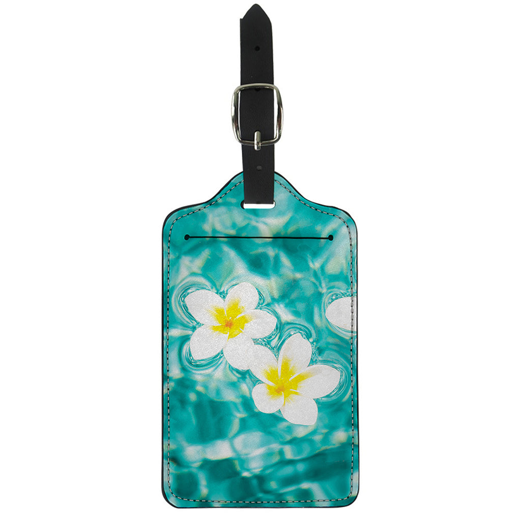 White And Yellow Plumeria In Water Print Luggage Tag
