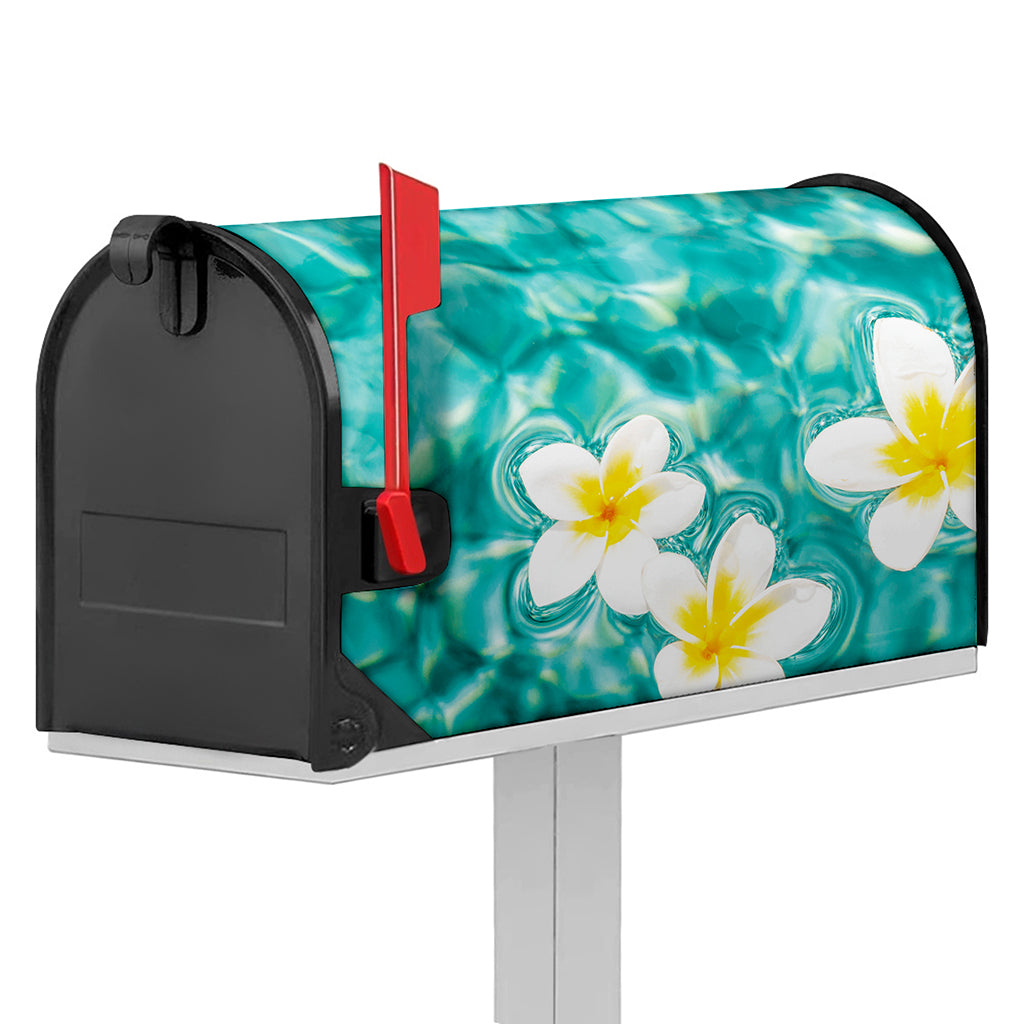 White And Yellow Plumeria In Water Print Mailbox Cover