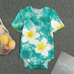 White And Yellow Plumeria In Water Print Men's Bodysuit