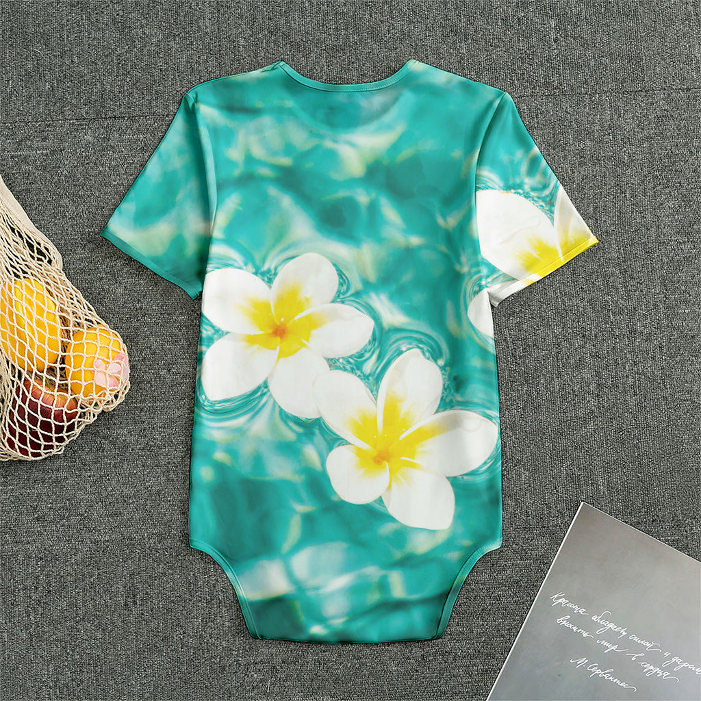 White And Yellow Plumeria In Water Print Men's Bodysuit