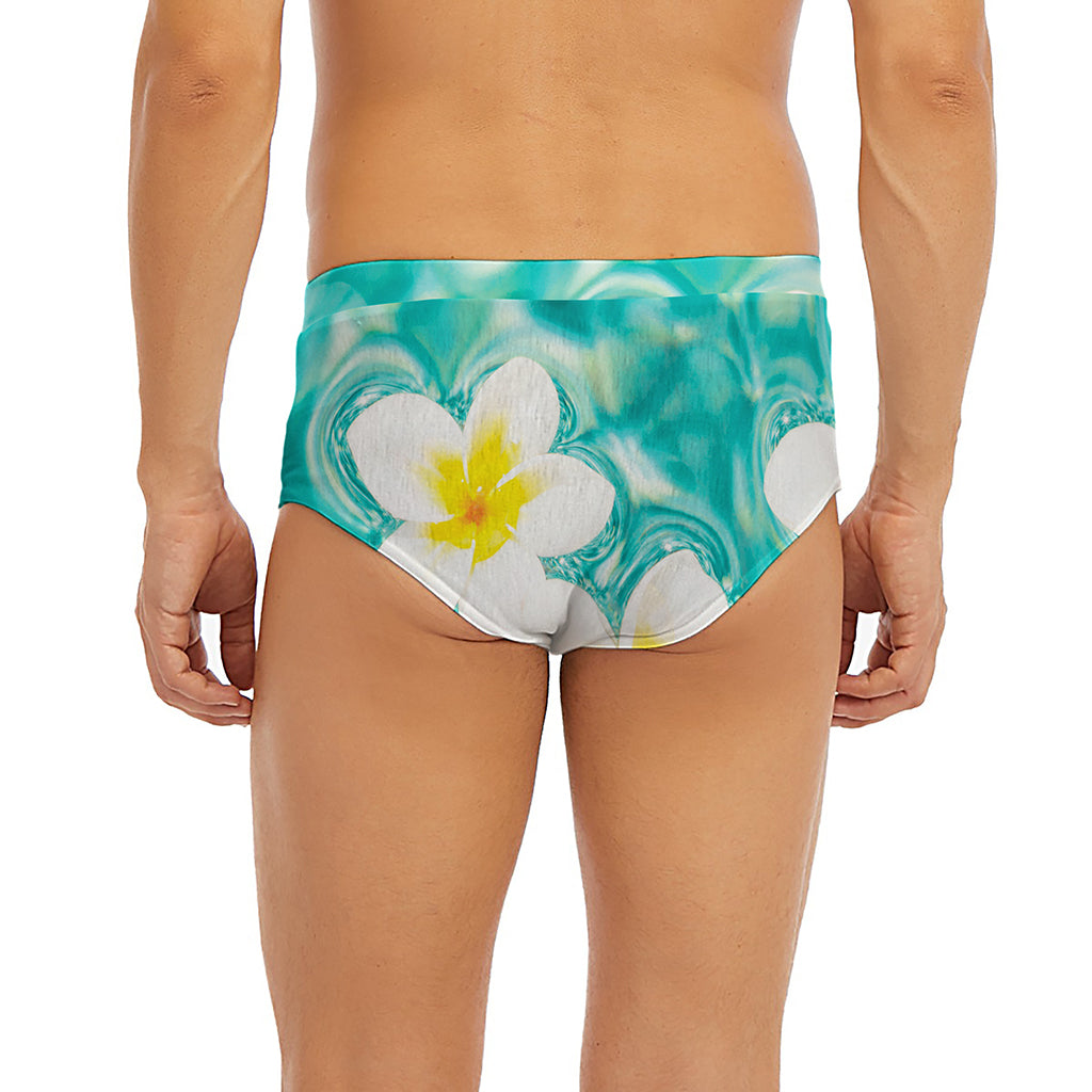 White And Yellow Plumeria In Water Print Men's Briefs