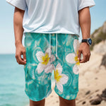 White And Yellow Plumeria In Water Print Men's Cargo Shorts