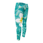 White And Yellow Plumeria In Water Print Men's Compression Pants