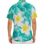 White And Yellow Plumeria In Water Print Men's Deep V-Neck Shirt