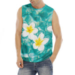 White And Yellow Plumeria In Water Print Men's Fitness Tank Top
