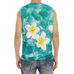 White And Yellow Plumeria In Water Print Men's Fitness Tank Top