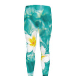 White And Yellow Plumeria In Water Print Men's leggings