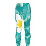 White And Yellow Plumeria In Water Print Men's leggings