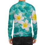 White And Yellow Plumeria In Water Print Men's Long Sleeve Rash Guard