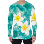 White And Yellow Plumeria In Water Print Men's Long Sleeve T-Shirt
