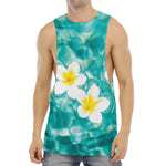 White And Yellow Plumeria In Water Print Men's Muscle Tank Top