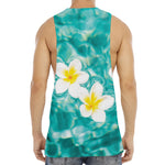 White And Yellow Plumeria In Water Print Men's Muscle Tank Top