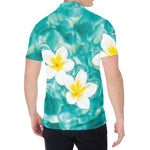 White And Yellow Plumeria In Water Print Men's Shirt